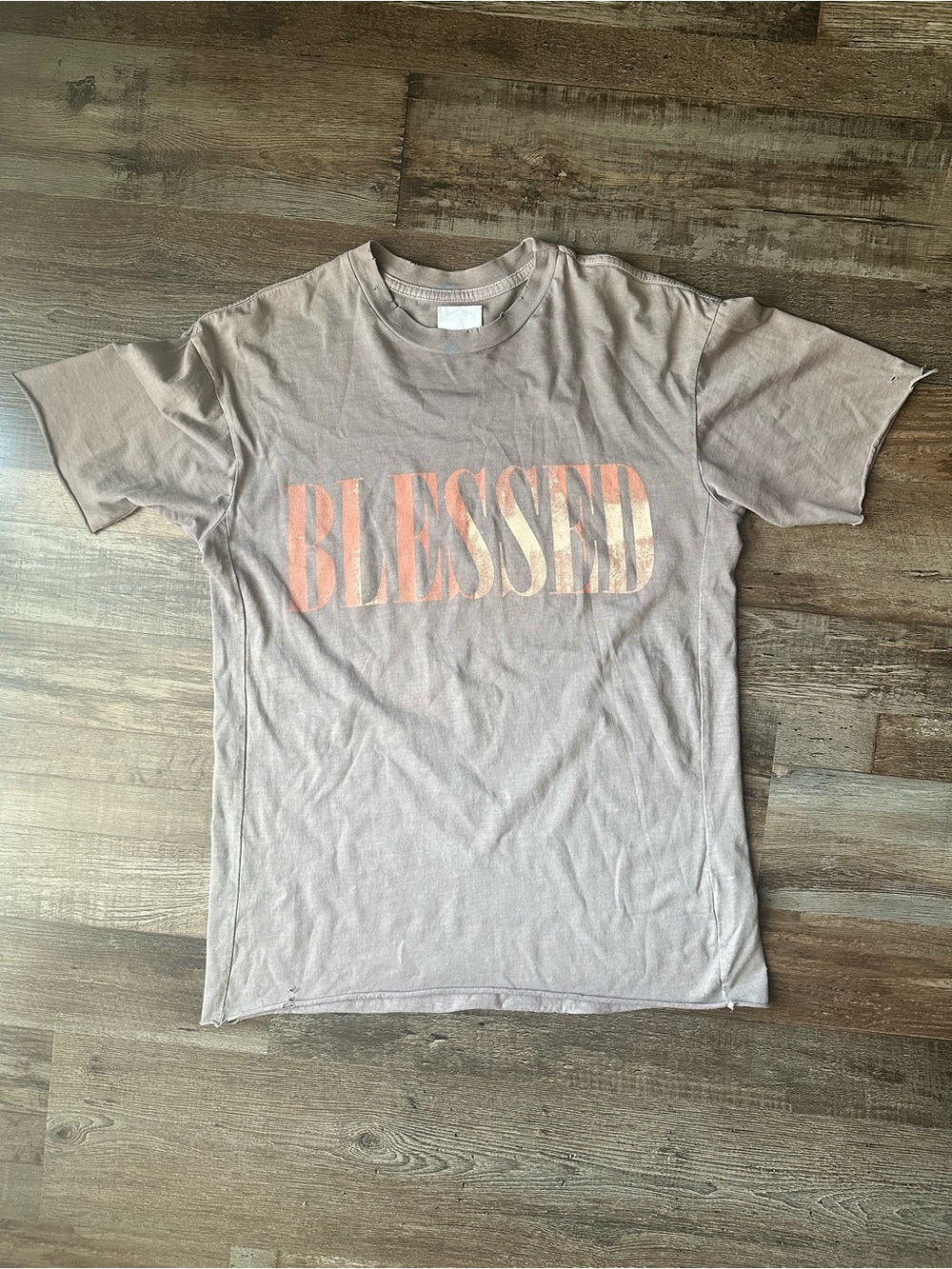 Men's Taupe 'BLESSED' Short Sleeve Graphic Tee